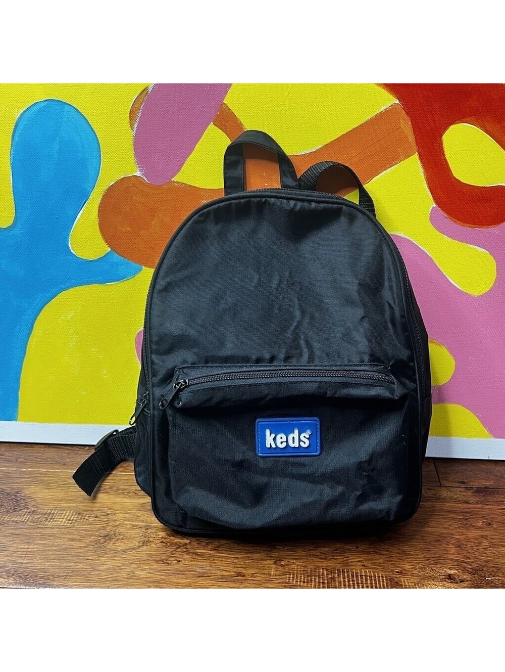 Vintage 90s Keds Black Nylon Mini Backpack Small Rucksack Travel Daypack Y2K
